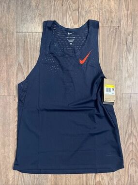 NWT Nike ADV Aeroswift Running Singlet Tank Navy Blue FN4231-451 Sz S